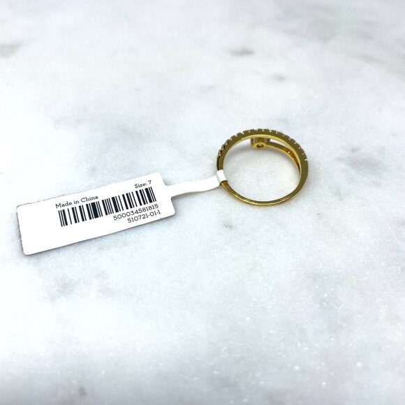 Banana Republic NWT Cubic Zirconia Gold Curved Ring, Size 7 - Picture 7 of 7